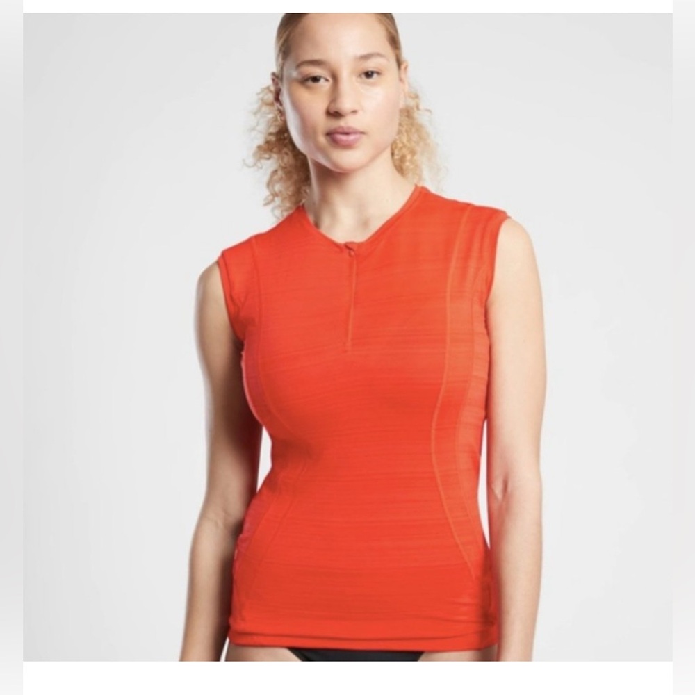 Athleta Orange Pacifica Illume UPF Sleeveless Fitted Tank Size Small